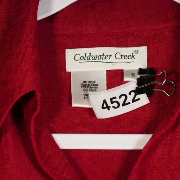 Coldwater Creek Blouse Womens Small Red Top Shirt P Button Textured Sheer - Picture 7 of 7